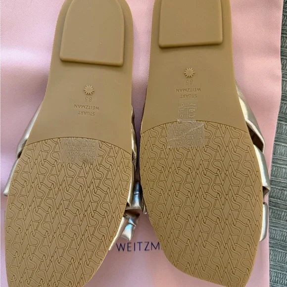 Stuart Weitzman Metallic Gold Sofia Slides - Picture 3 of 3